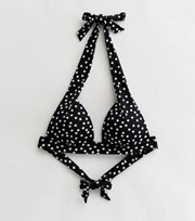 New Look Black Spot Moulded Triangle Bikini Top